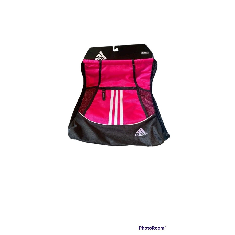 COPY - Adidas Alliance II Sackpack Drawstring Bag Zipper Pocket Pink/ Black  Gy…
